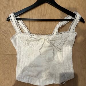 White Lace Trimmed Women's Top
